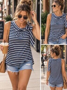 GAP Navy & White Bow Tie Top